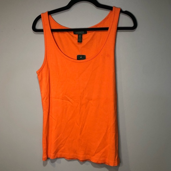 Lauren Ralph Lauren Tops - Lauren Ralph Lauren Sleeve Ribbed Orange Cotton Layering Tank Top Causal NWT